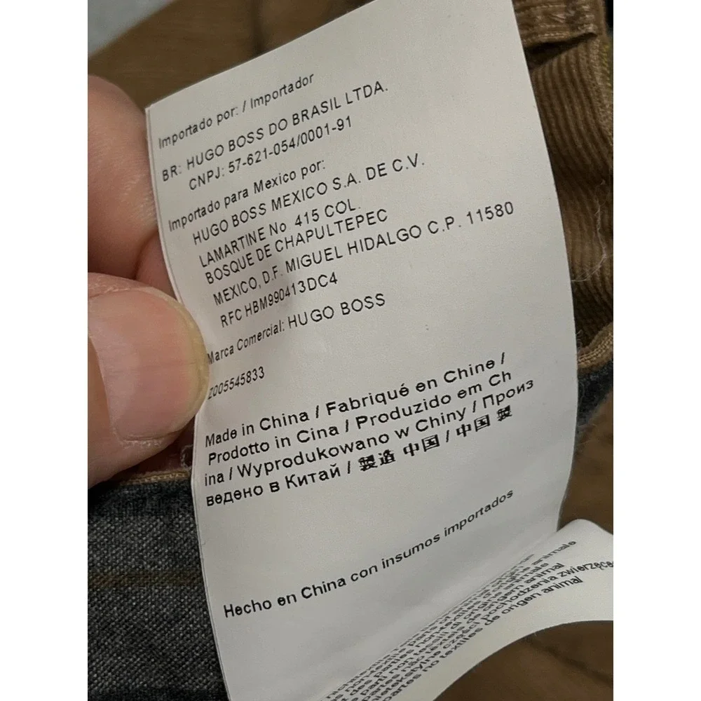 Hugo‎ Boss Crigan1-W-US Mens Camel Brown Stretch Corduroy Regular Fit Pants 36R